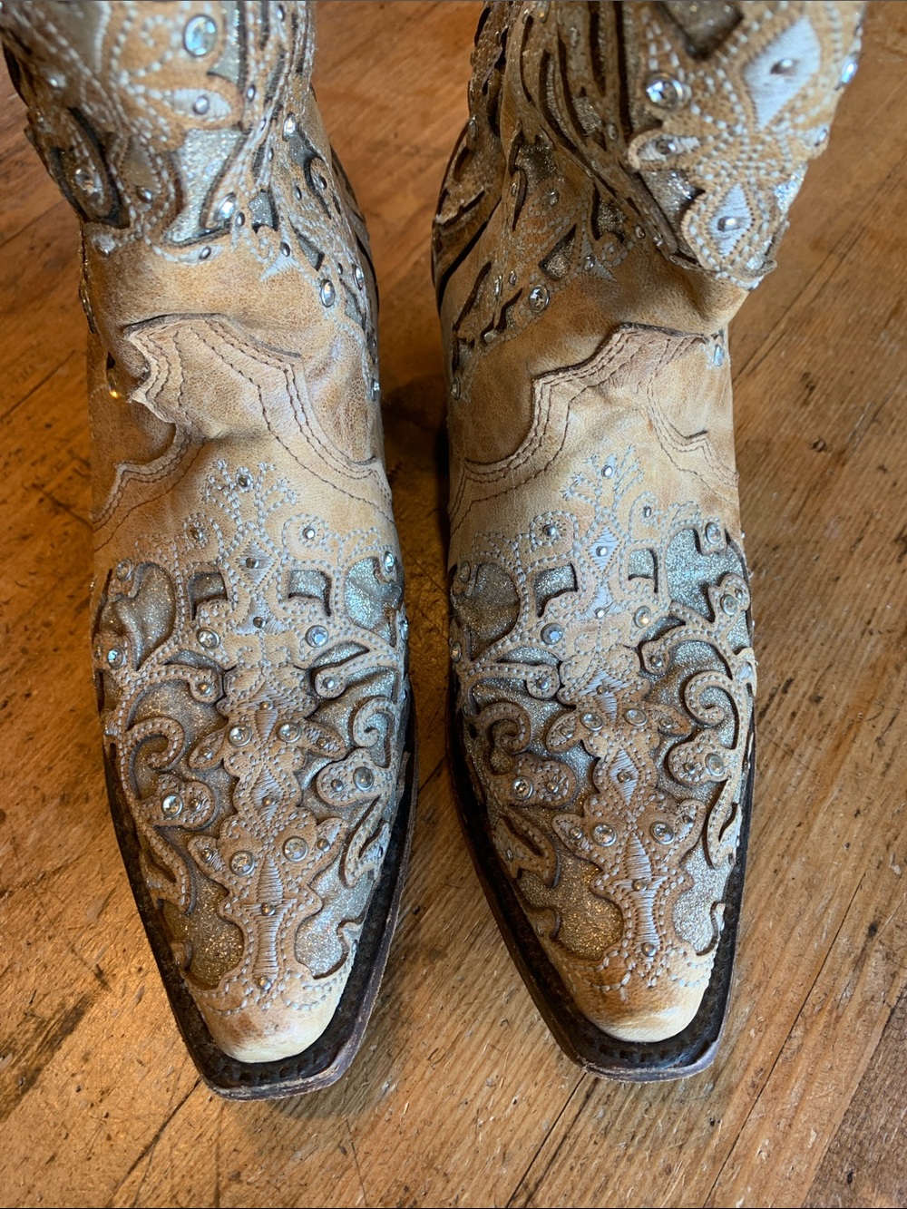 Corral Tan Leather Handcrafted Glitter Boot - Picture 5 of 16